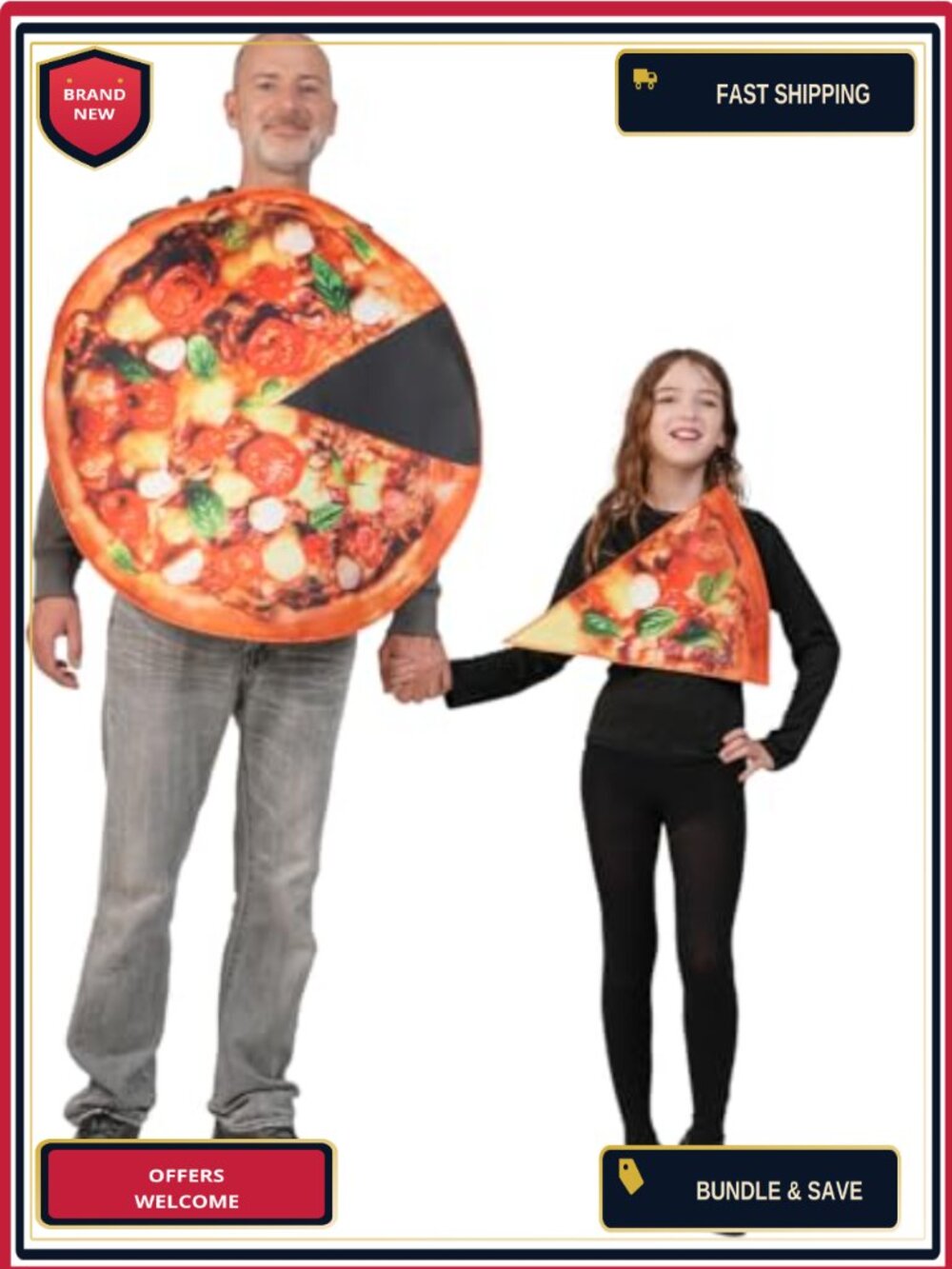Adult Pizza Costume Funny Food Cosplay Tunic Halloween One Size